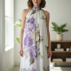 Robbie Bee Purple Floral Maxi Dress